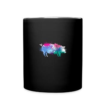 Colorful Splash Art Farm animals pig - Full Colour Mug - black - Front