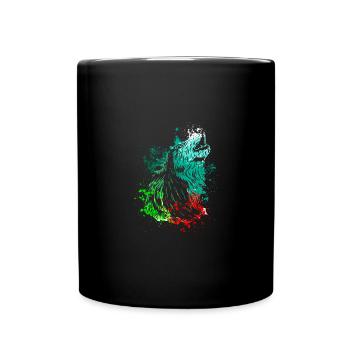 Splash Art Heulender Wolf - Tasse einfarbig - Schwarz - Vorne