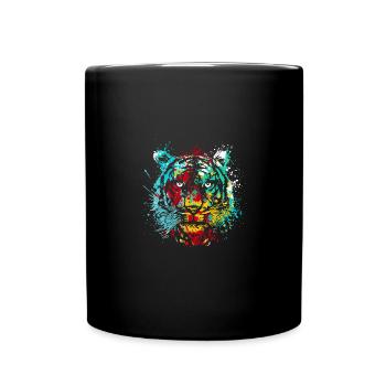 Splash Art Sibirischer indischer tiger kopf - Tasse einfarbig - Schwarz - Vorne