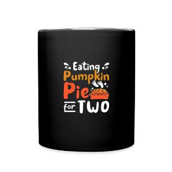 Grossesse Thanksgiving Manger de la tarte à la citrouille pour deux - Mug uni - noir - Devant