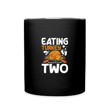 Grossesse Thanksgiving Manger de la dinde pour deux - Mug uni - noir - Devant