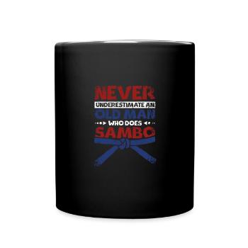 Never underestimate an old man who does sambo - Full Colour Mug - black - Front