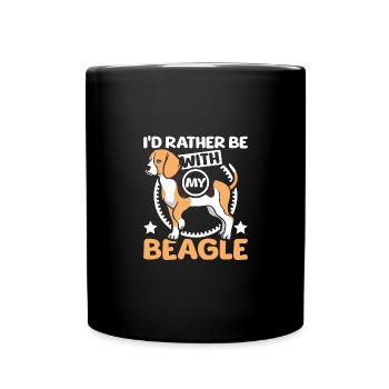 Je préfère être avec mon Beagle - Mug uni - noir - Devant