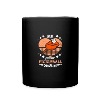 My heart is on the pickleball court - Full Colour Mug - black - Front