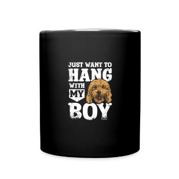 Je veux juste traîner avec mon garçon cockapoo - Mug uni - noir - Devant