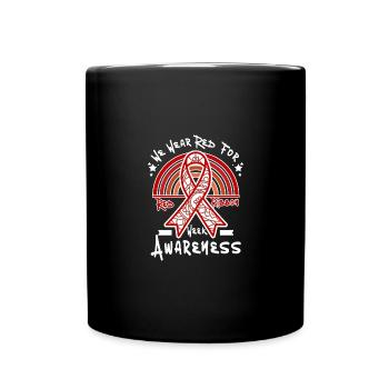 We wear red for red ribbon week awareness - Full Colour Mug - black - Front