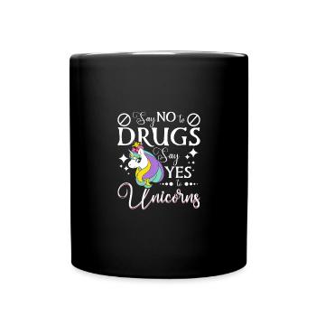 Say No To Drugs Say Yes To Unicorns Red Ribbon - Full Colour Mug - black - Front