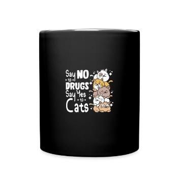 Say No To Drugs Say Yes To Cats Red Ribbon - Tasse einfarbig - Schwarz - Vorne