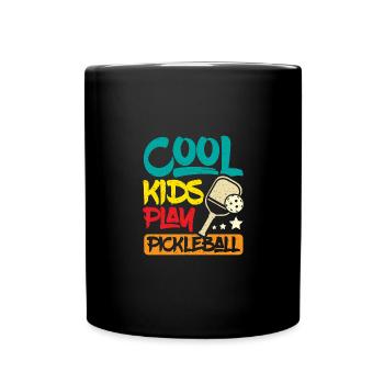 Children Cool kids play pickleball - Full Colour Mug - black - Front