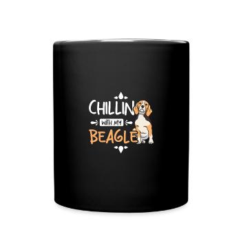 Chillin avec mon beagle - Mug uni - noir - Devant