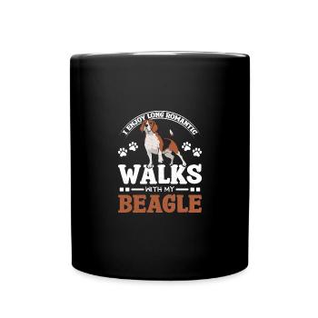 Long romantic walks with my beagle - Full Colour Mug - black - Front