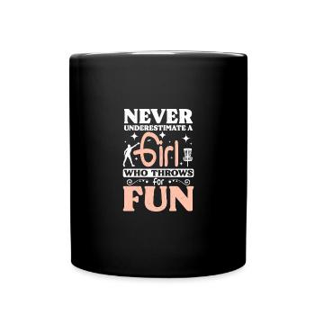 Ne sous-estimez jamais une fille qui lance du disc golf - Mug uni - noir - Devant