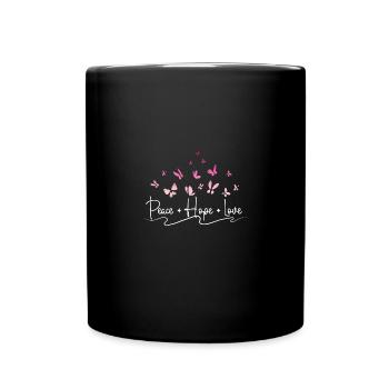Peace hope love, Butterfly - Full Colour Mug - black - Front