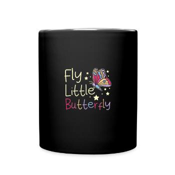 For toddlers, kids daughter, fly little butterfly - Tasse einfarbig - Schwarz - Vorne