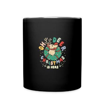 Groovy oh deer christmas is here - Tasse einfarbig - Schwarz - Vorne