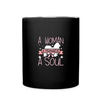 Une femme, un pékinois, une âme - Mug uni - noir - Devant