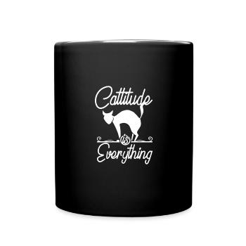 Cat lover, cattitude is everything - Tasse einfarbig - Schwarz - Vorne