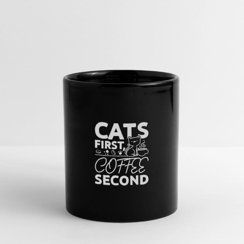 Cats first coffee second Tasse einfarbig