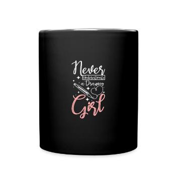 Never underestimate a drawing girl - Tasse einfarbig - Schwarz - Vorne
