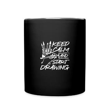 Keep calm and start drawing - Tasse einfarbig - Schwarz - Vorne