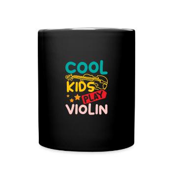 Enfants Tout-petits Cool enfants jouent au violon - Mug uni - noir - Devant
