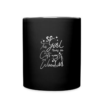 Cette fille carbure aux chats et au vin - Mug uni - noir - Devant