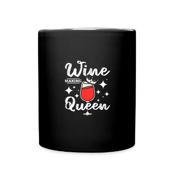 Girl women wine making queen - Full Colour Mug - black - Front