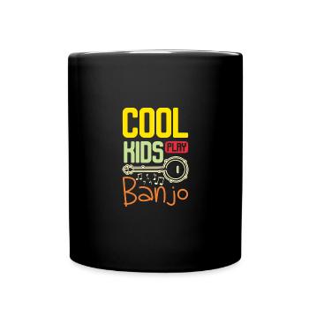 Musicians children cool kids play banjo - Full Colour Mug - black - Front