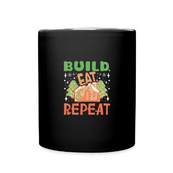 Maison en pain d’épice de Noël construire manger répéter - Mug uni - noir - Devant