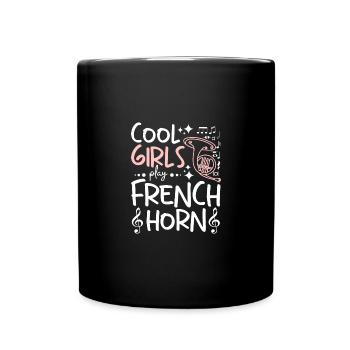 Cool girls play french horn - Full Colour Mug - black - Front
