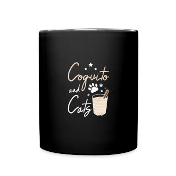 Cat Owner Christmas Lover, coquito and cats - Tasse einfarbig - Schwarz - Vorne