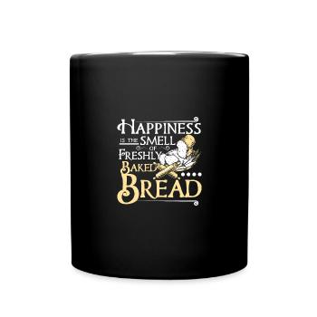 Happiness is the smell of baked bread - Tasse einfarbig - Schwarz - Vorne
