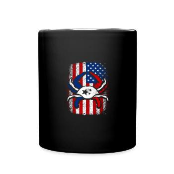 Usa American flag 4th of July Crabbing - Tasse einfarbig - Schwarz - Vorne