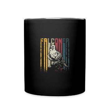 Retro Vintage Falconry Falconer - Full Colour Mug - black - Front