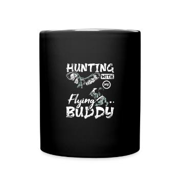 Hunting with my flying buddy Falconer - Full Colour Mug - black - Front