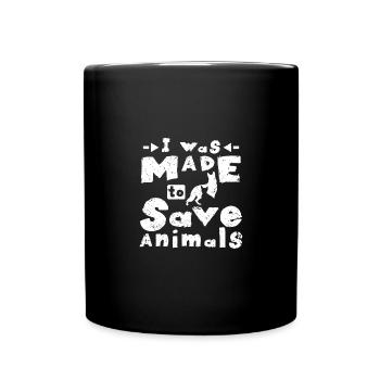 I was made to save animals - Tasse einfarbig - Schwarz - Vorne