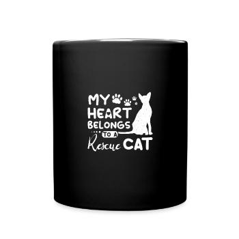 My heart belongs to a rescue cat - Tasse einfarbig - Schwarz - Vorne
