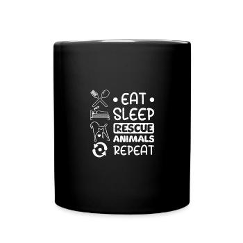 Eat sleep rescue animals repeat - Tasse einfarbig - Schwarz - Vorne