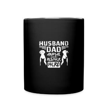 Husband dad animal rescuer hero - Tasse einfarbig - Schwarz - Vorne