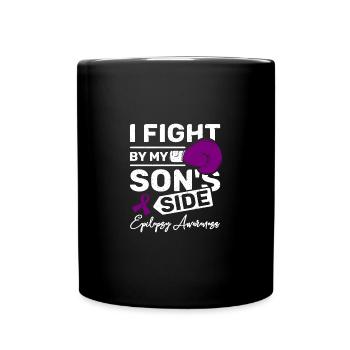 I fight by my son's side, epilepsy awareness - Full Colour Mug - black - Front