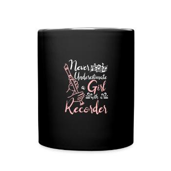 Ne sous-estimez jamais une fille avec un enregistreur - Mug uni - noir - Devant