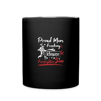 Proud mom of an awesome firefighter son - Tasse einfarbig - Schwarz - Vorne