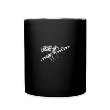 Flûte dessinée peinte - Mug uni - noir - Devant