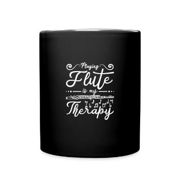 Playing flute is my therapy - Full Colour Mug - black - Front