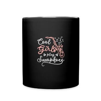 Cool girls play saxophone - Full Colour Mug - black - Front
