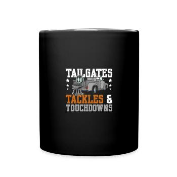 Tailgates tackles and touchdowns - Tasse einfarbig - Schwarz - Vorne