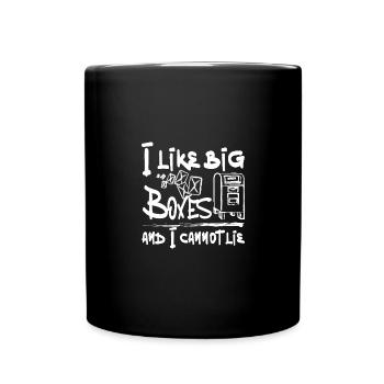 Postal Worker, I like big boxes and I cannot lie - Tasse einfarbig - Schwarz - Vorne