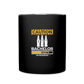 Groomsmen caution bachelor party in progress - Full Colour Mug - black - Front