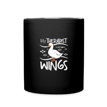 Mon thérapeute a des ailes, canard de compagnie - Mug uni - noir - Devant