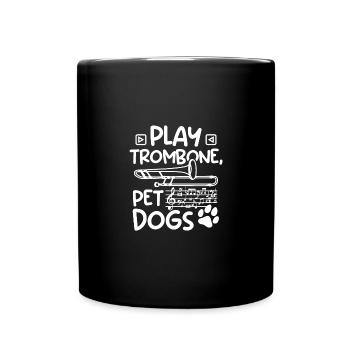 Dog lover trombonist play trombone pet dogs - Full Colour Mug - black - Front